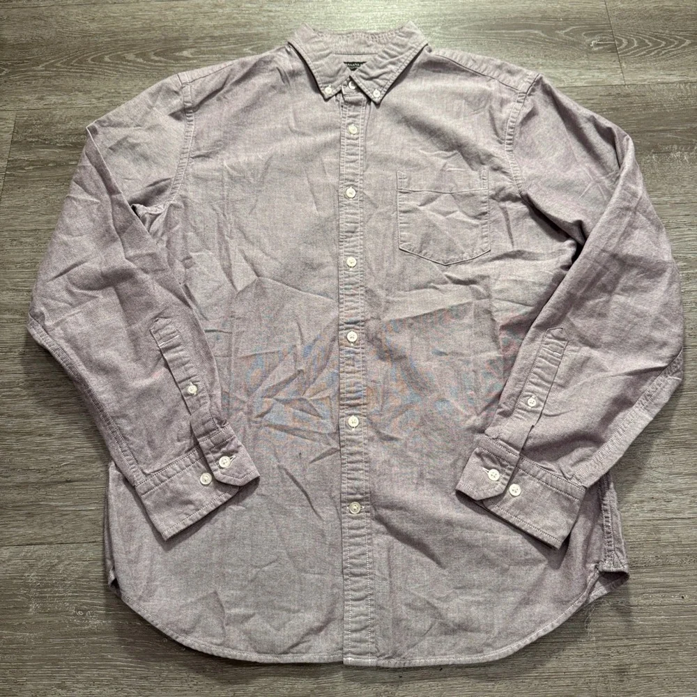 Banana Republic Shirt Mens L Purple 100% Cotton Oxford Grant Fit Preppy OCBD